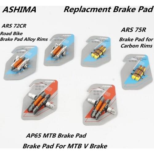 Ashima Replacement Brake Shose Pad For MTB V Brake Road Bike Caliper Brake Alloy Carbon Rims