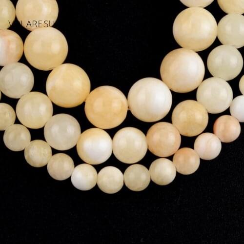 Light Yellow Jades Natural Round Loose Beads 15” Pick 4-12mm Spacer Beads For Charm Necklace Bracelet Accessory Jewelry Making