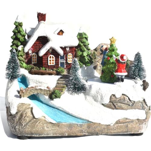 LED Light music Christmas Decoration Snow House With Colorful Flashing for home New Year kids gift Resin Christmas Scene Village
