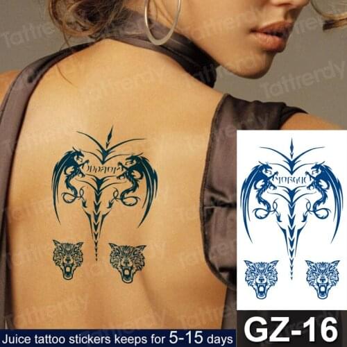 Juick Ink Long Last Waterproof Temporary Tattoo Sticker King Animal Fake Tatto Flash Tatoo Hand Leg Arm Back for Men Women Kids