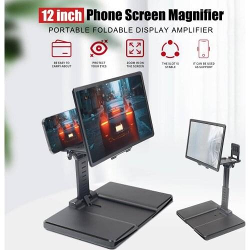 12 in Phone Screen Magnifier Smart Phone Magnifying Screen Holder 3D Video Retractable Folding Screen Display Amplifier Expander