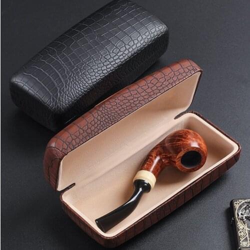 Upscale Leather imitation Crocodile Pattern Clamshell Box Pipe Compressive Non-slip Storage Box Glasses Gift Pipe Accessories