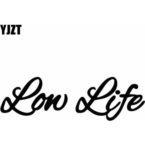 YJZT 14.2X4.3CM Cursive Lowlife Car Sticker Decal Vinyl Jdm Fashion Decor Black/Silver C26-0008