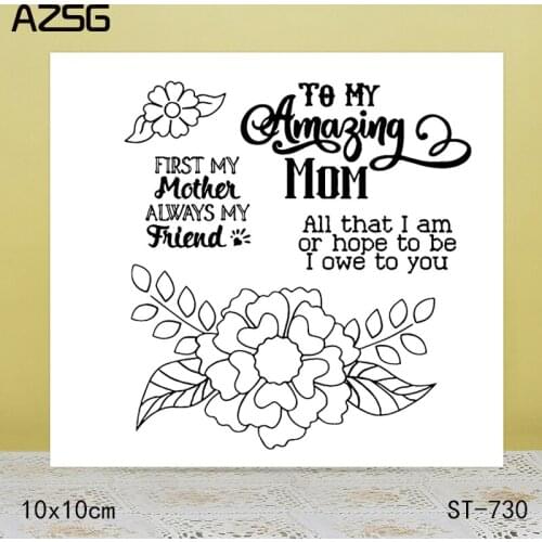 ZhuoAng To My Amazing Mom Flowers Clear Stamps/Seals For DIY Scrapbooking/Card Making/Album Decorative Silicon Stamp Crafts