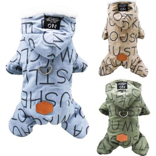 Pet Dog Four Legged Clothes Winter Warm Pet Dog Hooded Jumpsuit for Chihuahua French Bulldog Pets Puppy Padded Clothing