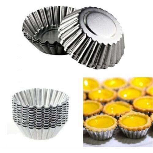 10pcs 2.5 In Lace Egg Tart Mold Chrysanthemum Cup Thickened Carbon Steel Non-stick Egg Tart Mold Cake Mold Baking Tool