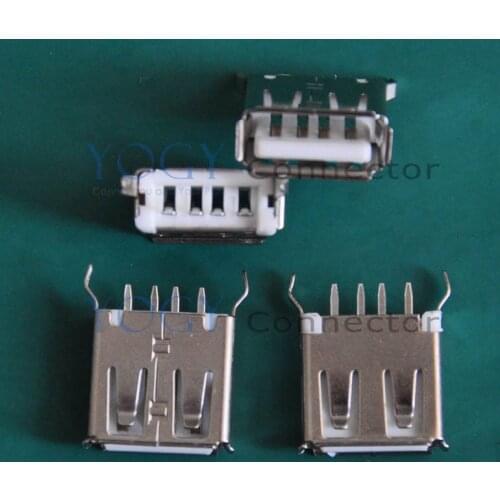 100pcs/lot) Female USB Connectors Jack, 180 Degree 4pin, Edge curl, 13x13x5.6mm