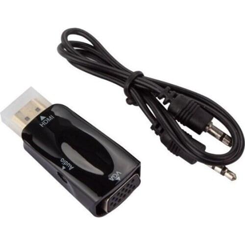 100pcs/lot*mini HDMI to VGA male and with 3.5mm Jack Audio cable Video Converter Adapter For PC Laptop DVD