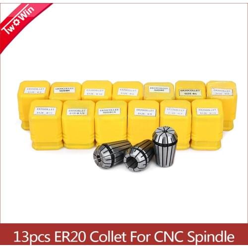 13PCS ER20 Collet Set 1-13MM ER20 Collet Holder For CNC Engraving Machine Lathe Mill Tool