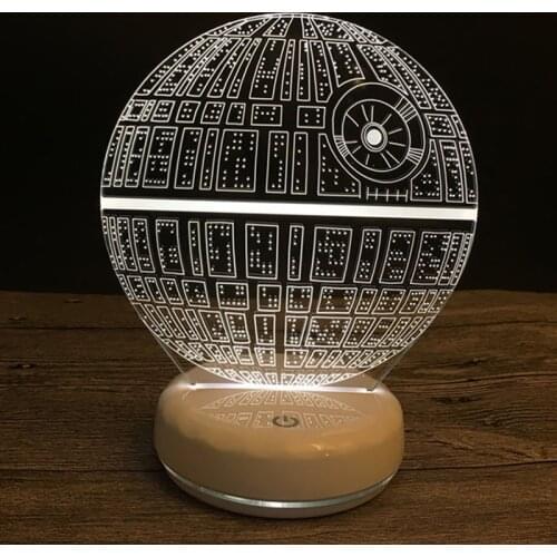 2018 Porcelain Base Death Star Style 3D Visual Light Creative Touch Switch Night Light USB LED Lamp RGB Controller Book Light