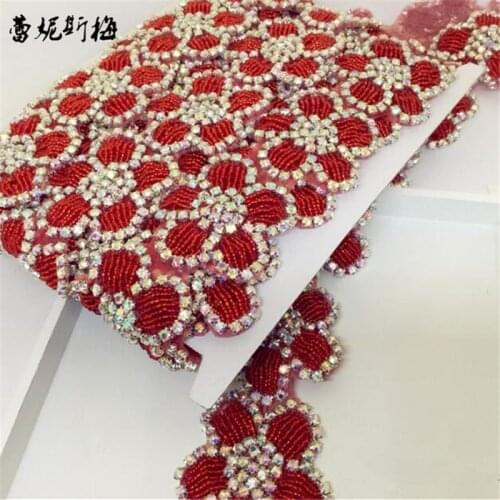 4Pc 4Color Charming Crystal Rhinestone Applique Trim Iron On Bridal Costume Bead Wedding dress waist decoration with Glue RT0102