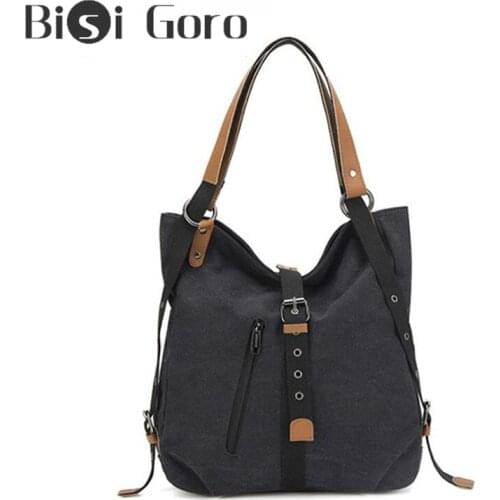 BISI GORO 2020 Women Fashion Travel Bags Canvas Large Capacity Shoulder Bag Messenger Bag Multifunctional Female Bag