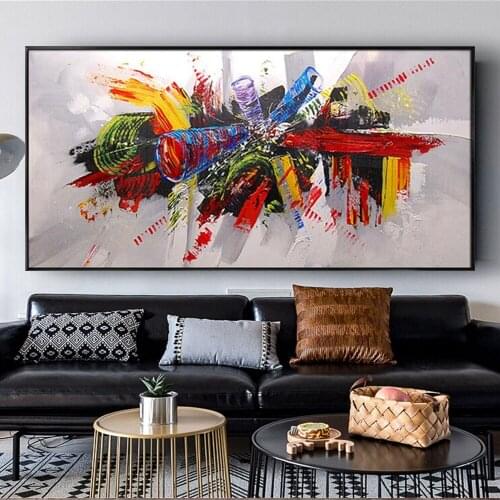 Rich Colors Hand-painted High Quality Abstract Music Picture Painting on Canvas Wall Art Abstract Oil Painting POP ART