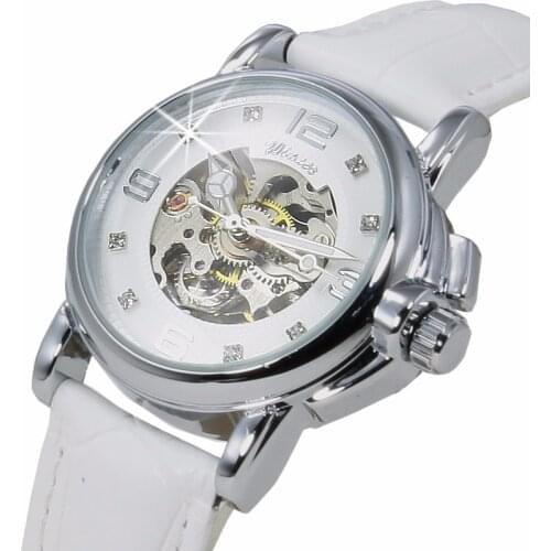 Watch Women Top brand luxury WINNER Fashion Casual Mechanical Transparent watch Lady women wristwatches Girl Dress simple clock