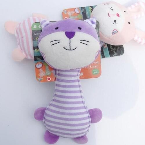 0-12 Months Baby Rattle Toys Baby Hand Grasp Plush Bell Hand Cartoon BB Stick Pinch Educational Toys Baby Rattles