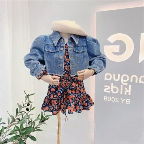 Baby Girls Denim Jacket Infant Toddle Jean Coat Puff Sleeve Kids Jean Clothing Baby Girl Outwear Spring Autumn Chaqueta Clothes