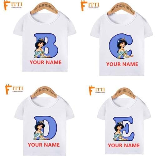Girl Princess Letter Print Your Name Birthday T Shirts Children Clothes Kids Summer Customer T-shirt,Drop Ship