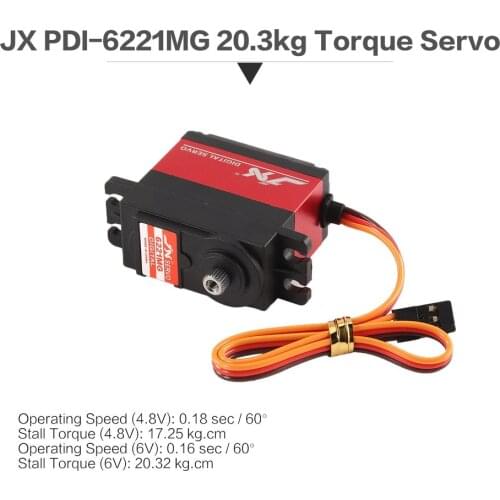 JX PDI-6221MG Metal RC Servo Gear 4.8V-6V 0.16sec/60 Digital Servo 20.3kg Torque Aluminums for 1/10 1/8 RC Car/HHK big Airplane