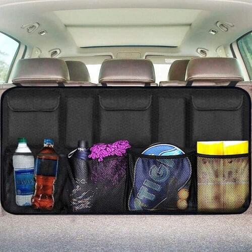 Car Rear Seat Back Storage Bag Multi Hanging Nets Pocket Trunk Bag Organizer Auto Stowing Tidying Interior Accessories Supplies