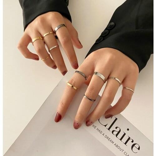 Boho Minimalist Golden Circle Geometric Womens Ring Set Fashion Color Metal Classic Open Rings Beach Party Jewelry Lover Gift