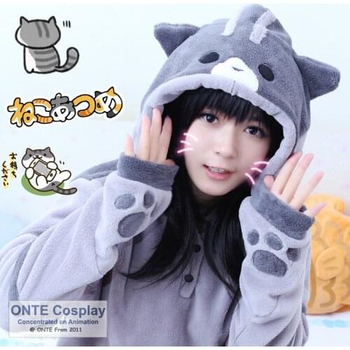Game 2015 New Arrival Neko Atsume Cosplay Costumes Cute Cat Plush Toys Hooded Sweatershirts Winter Coat Jacket