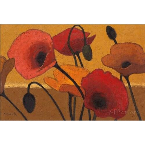 Hot sell famous oil painting flower Poppy Curry III by Shirley Novak Painting canvas High quality hand painted modern Art