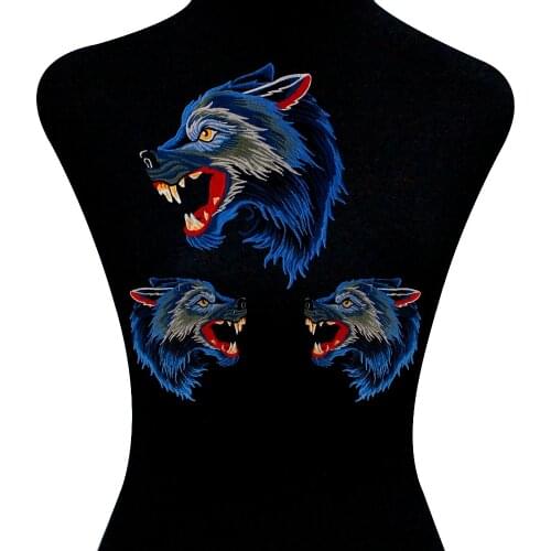 5set Wolf Head Clothing Embroidery Fabric Patches DIY Badge Craft Sew on Stickers for Adult Men Women Apparel Accessories TH555