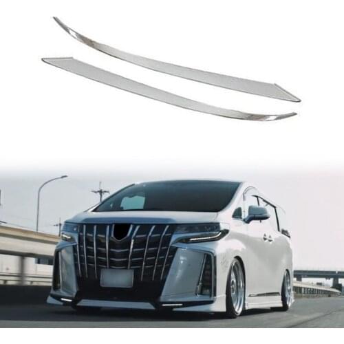NEW-2Pcs ABS Chrome Front Plated Headlight Cover Head Light Lamp Eyelid Eyebrow Trim for Toyota Alphard 30 Series