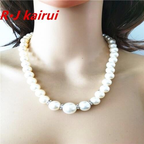 New RJPE20 Fashion Women Handmade Imitation Pearls Necklace Chains Plastic Pearls Beads Necklace Jewelry