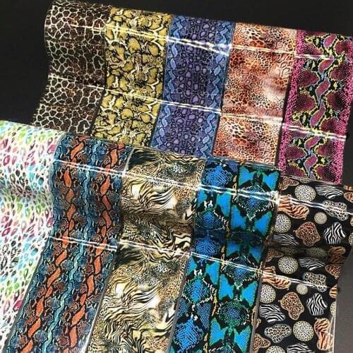 10 rolls New Sanke Nail Foils for Transfer Paper Stickers Leopard Sliders Adhesive Nails Wraps Water Marble Nail Art Decorations