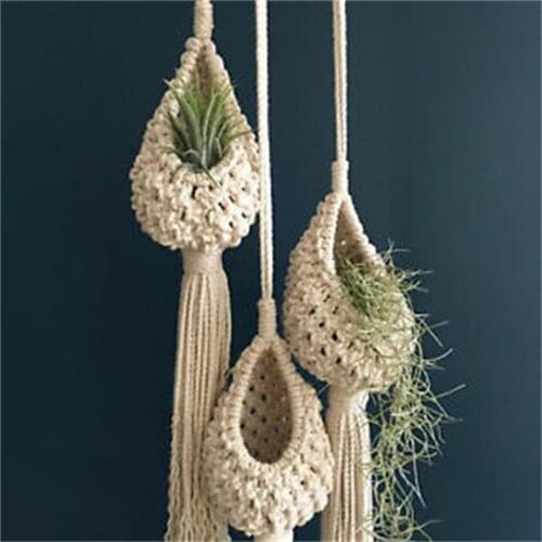 Novelty Hanging Flowers Basket Plant Flower Pot Planters Storage Basket Indoor Tapestry Net Bag Garden Home Balcony Decoration