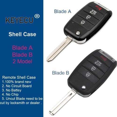 KEYECU Flip Remote Key Shell fit for KIA Sorento Carens Optima Sportage Folding Fob 4 Button Replacement Case
