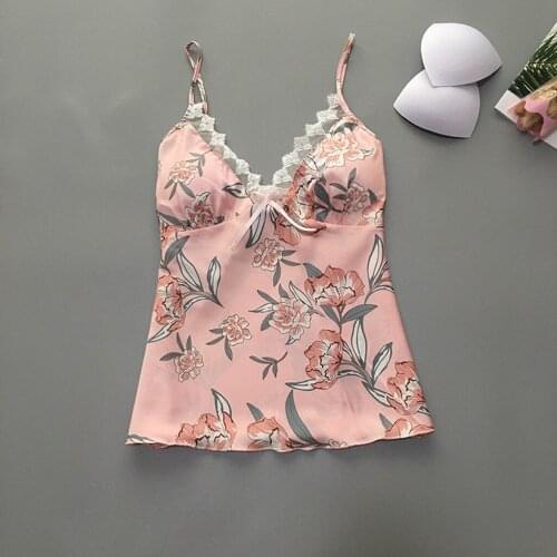 Sexy Lingerie Women Pajamas Pants Set Floral Print Summer Backless V Neck Sleeveless Lace Sling Sleepwear Pajamas for Women 2021