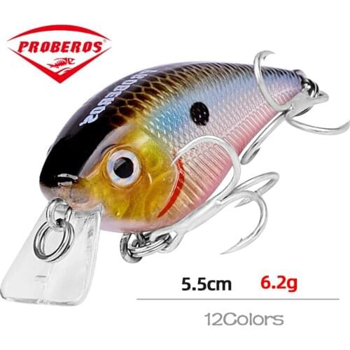 PRO BEROS 5.5cm 6.2g Black Minnow Wobblers Pike Fishing Lure Artificial Bait Hard Swimbait Mini Crankbaits Fishing Tackle Lures