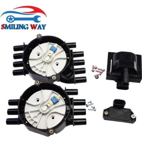 Spark Plug Wires + Distributor Cap Rotor + Ignition Coil + Module For Chevrolet GMC Cadillac Buick Pontiac 10452459 10452458