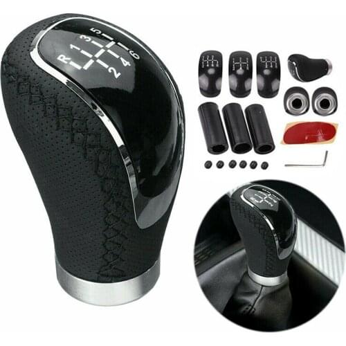 5 6 Speed Shifter Lever PU Leather Gear Shift Knob Manual Transmission w/ Replace Cap Cover Universal Car Styling