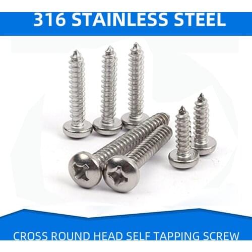 316 Stainless Steel Self-Tapping Pan Screw Phillips Fasteners Wood Screws round Head Screw M4.2 M4.8 M5.5 M6.3