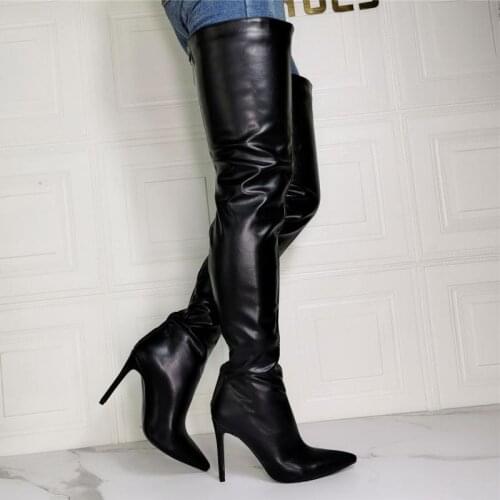 Pointed Sexy Large Size Over The Knee Boots High-heeled Fashion Soft Leather Long Boots Stage Show Custom Mens Boot Shoes Woman