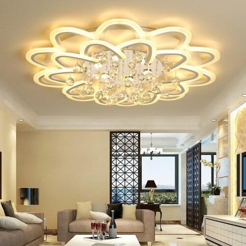 Modern LED Ceiling Lights White Fixture With Remote For Living Dining Room Home Bedroom Plafon Lamp Crystal Lighting Lustre