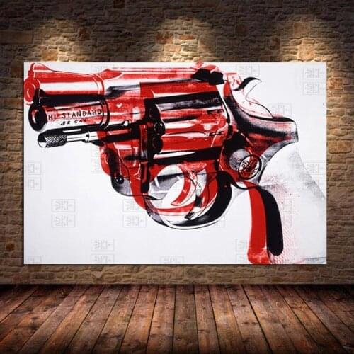 SPLSPL Andy Warhol Canvas Painting Graffiti Gun Posters and Prints Abstract Wall Art Pictures for Living Room Home Decor