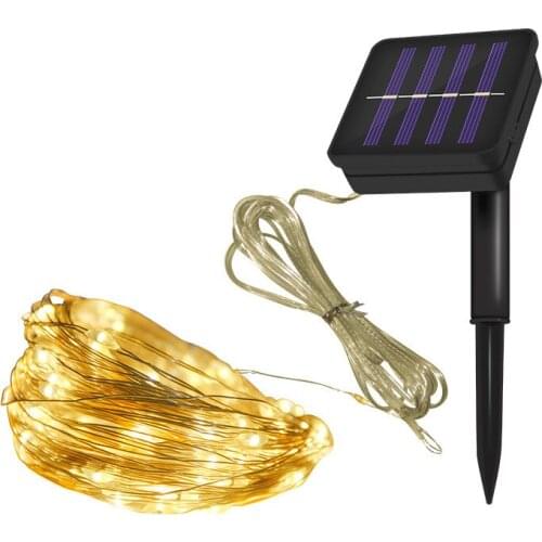 LED Solar Copper Wire Light Outdoor Waterproof String Lights Garden Decoration String Lights Festival Party Decoration Flashing