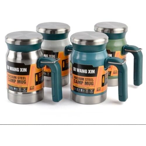 600ml Large capacity Stainless Steel Vacuum flask Tea cup filter Double-layer Coffee Mug with handle New camping Mug Thermos Cup