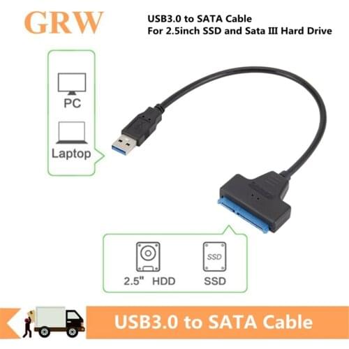 Grwibeou USB SATA Cable Sata To USB 3.0 Adapter UP To 6 Gbps Support 2.5Inch External SSD HDD Hard Drive 22 Pin Sata III