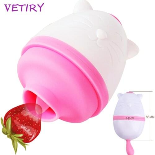 VETIRY Oral Clitoris Tongue Sex Vibrator Cute Cat Nipple Licking Massage Vibrators Clitoris Stimulator Adult Sex Toys for Women