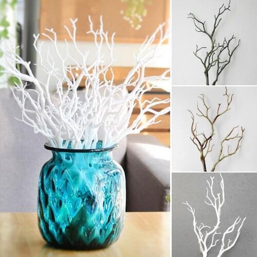 1pcs 35cm JDry Artificial Fake Foliage Plant Tree Branch Wedding Home Church Office Furniture Decoration Peacock Coral Branches