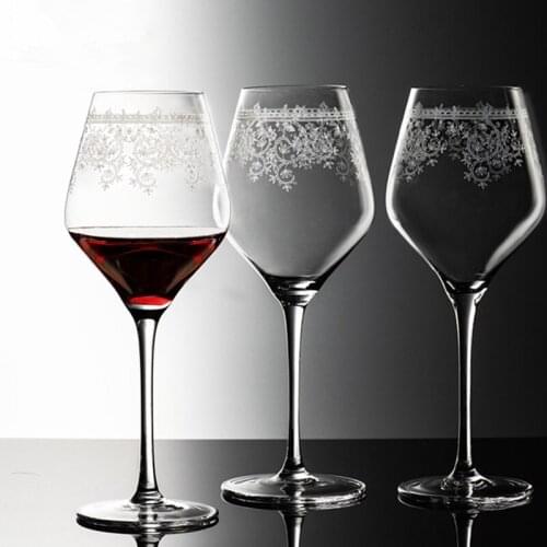 Vintage Laser Carving Wine Glasses Europe Crystal Glasses Home Drinking Glasses Wedding Goblet Creative Hotel Party Drinkware
