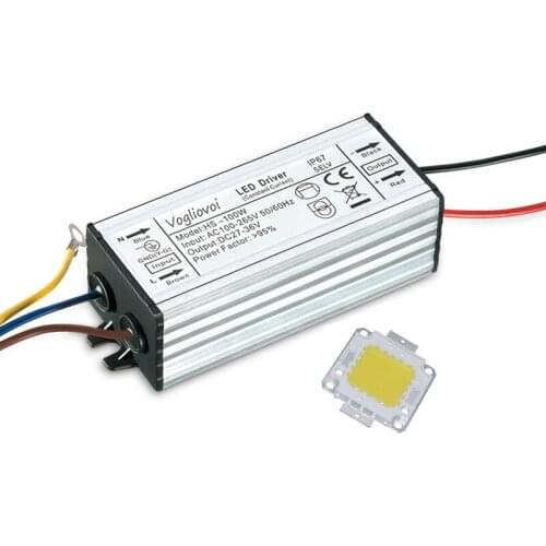 Vogliovoi 100W LED Transformer + Chip Low Current 85~265V Waterproof Aluminum 6500K 3000K For Floodlights Highbay DIY