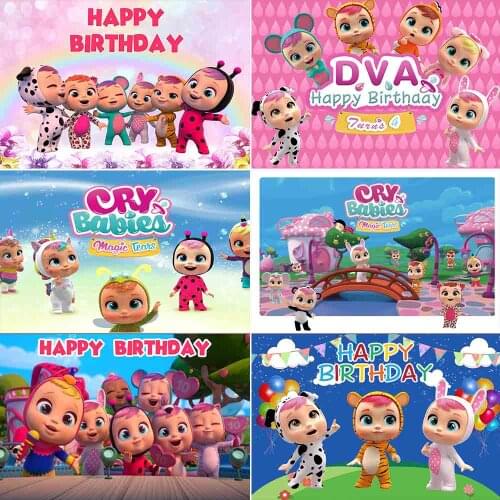 Woncol Cry Baby Magic Tears Photography Backdrop Kids 1st Birthday Baby Shower Photo Background Pink Vinyl Photo Booth Props