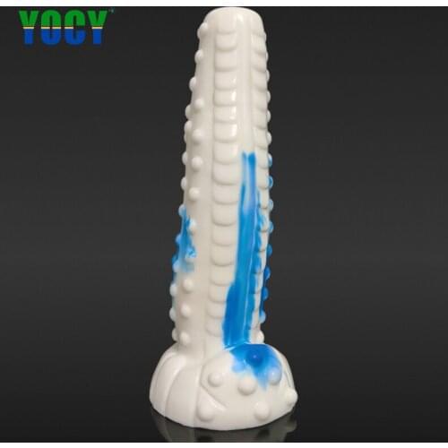 YOCY G-spot Animal Dildo Bumpy Little Pump Massager Anal Sex Toys For Women Tiger Fake Penis Blue White Dildos Butt Plug Lesbian