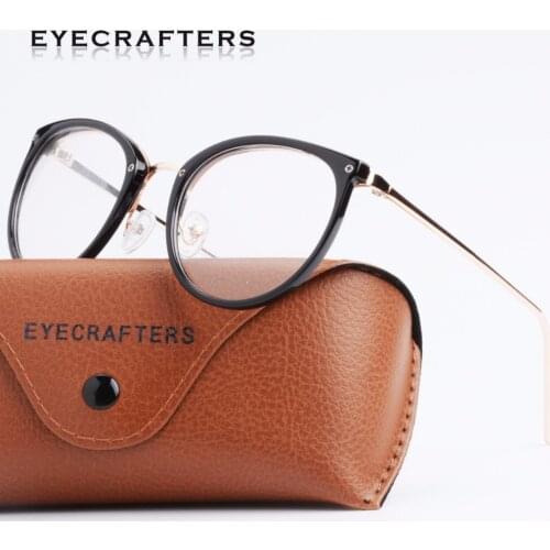 Retro Round Womens Eyeglass Frames Brand Designer Optical Clear Lens Eyewear Vintage Cat Eye Eyeglasses Frames For Women
